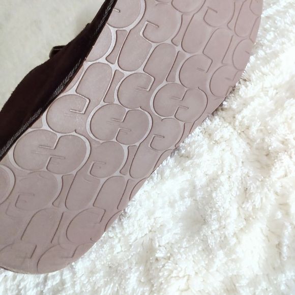 UGG Australia Kallen Suede Moc Toe Pom Pom Slippers  Size 5 Brown #1017541 - Picture 9 of 14